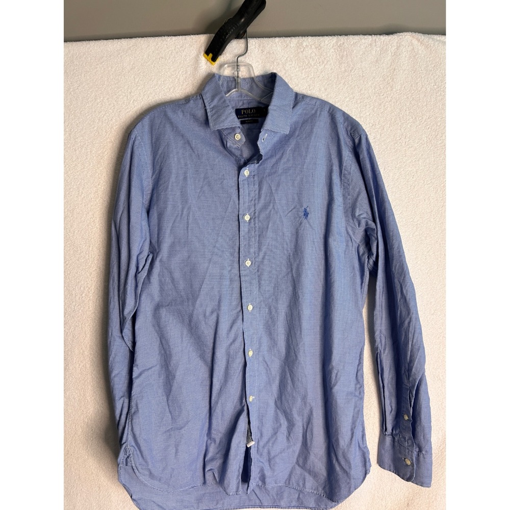 Bundle  2 Polo Ralph Lauren Slim Fit Dress Shirts Mens 16 34/35 Purple Blue - Picture 2 of 11